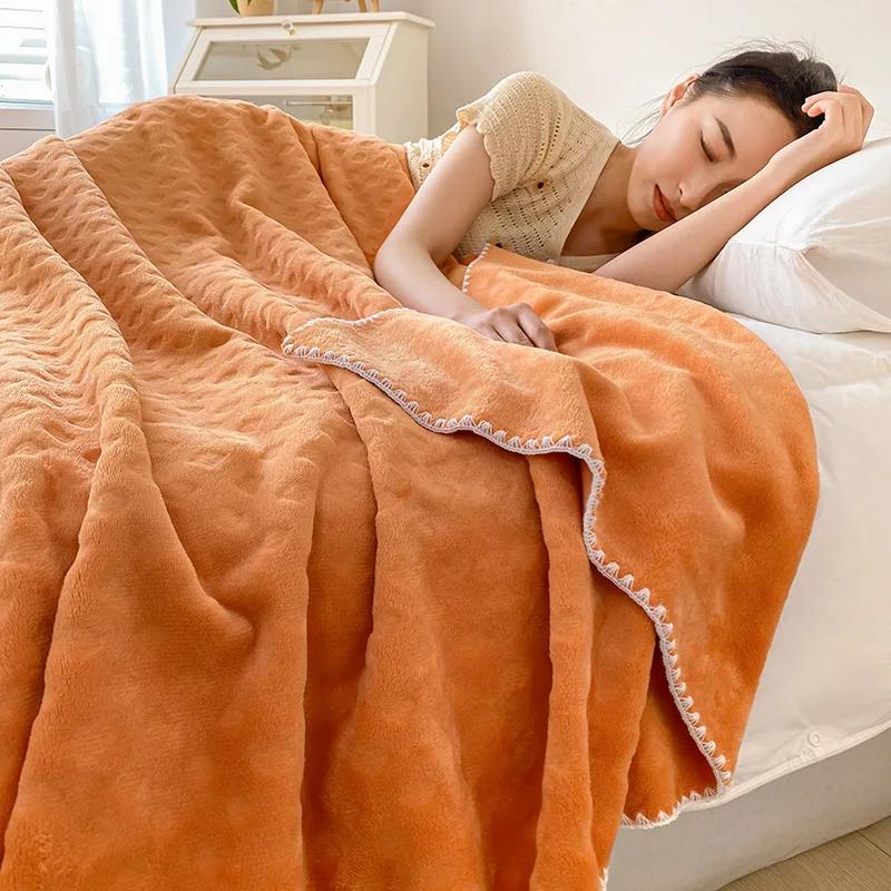 2024 New Class A Soft Waxy Stroking Cats Blanket Four Seasons Air Conditioning Blanket Waffle Double Layer Composite Blanket