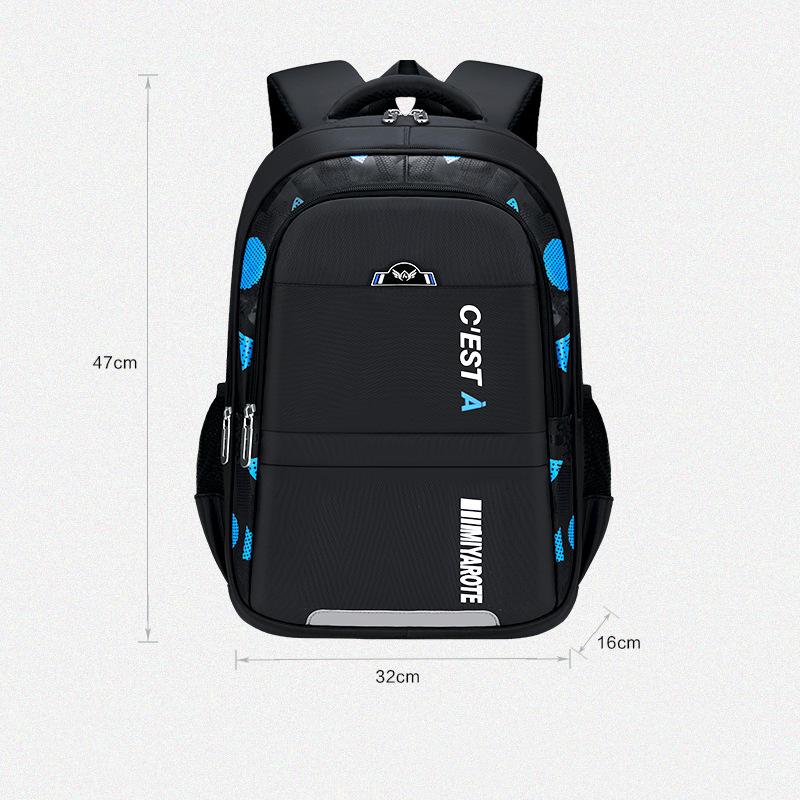 Ergonomic Oxford Backpack Large Capacity School Bag for Teen Boys Durable Bookbag Color Blocking Design