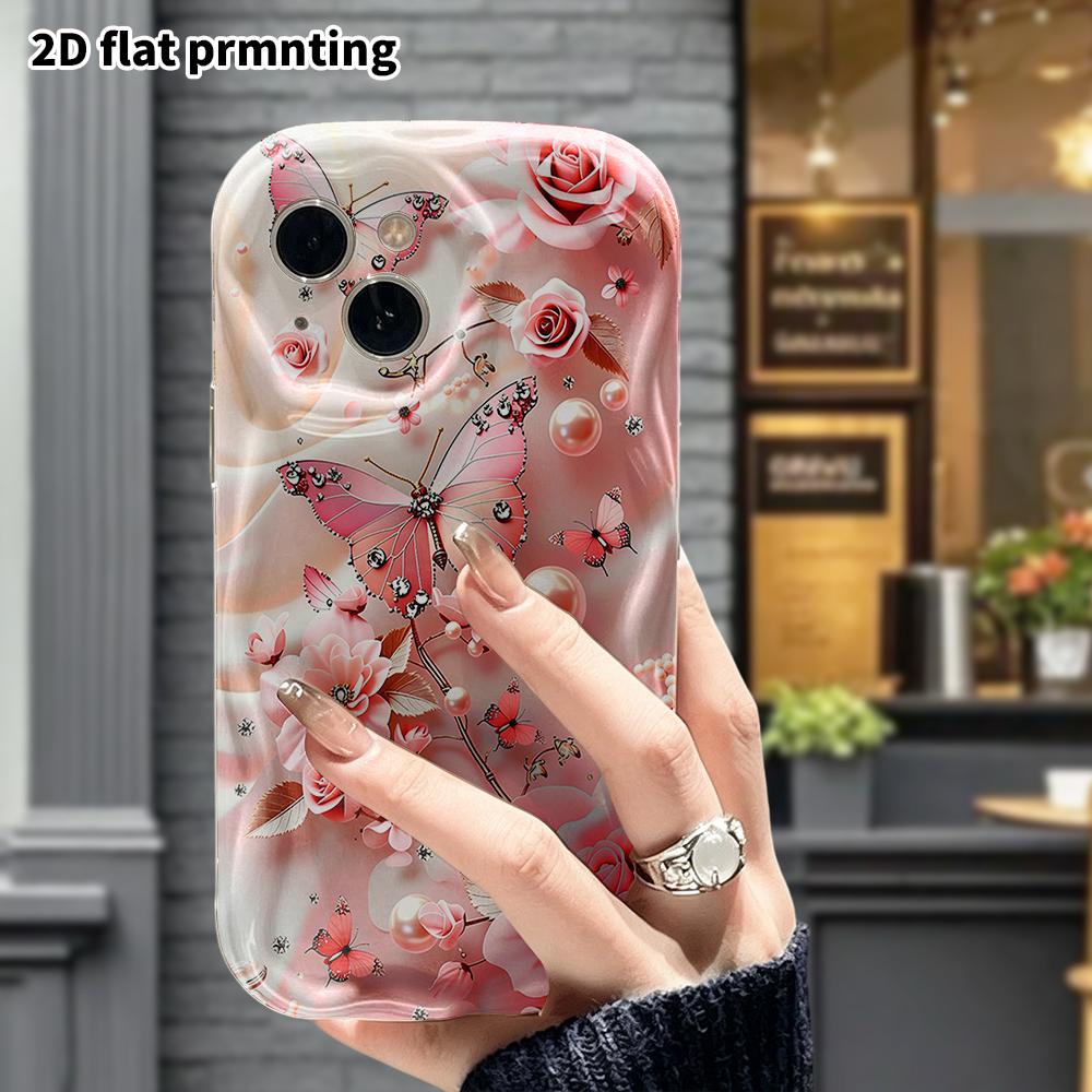 Phone Case: 2D Flat, Fits iPhone 12 Pro, 13, 14, 15, 16, 17, 18, Phone Decoration, Diamond-studded Butterfly, Perfect Gift for Christmas and Halloween