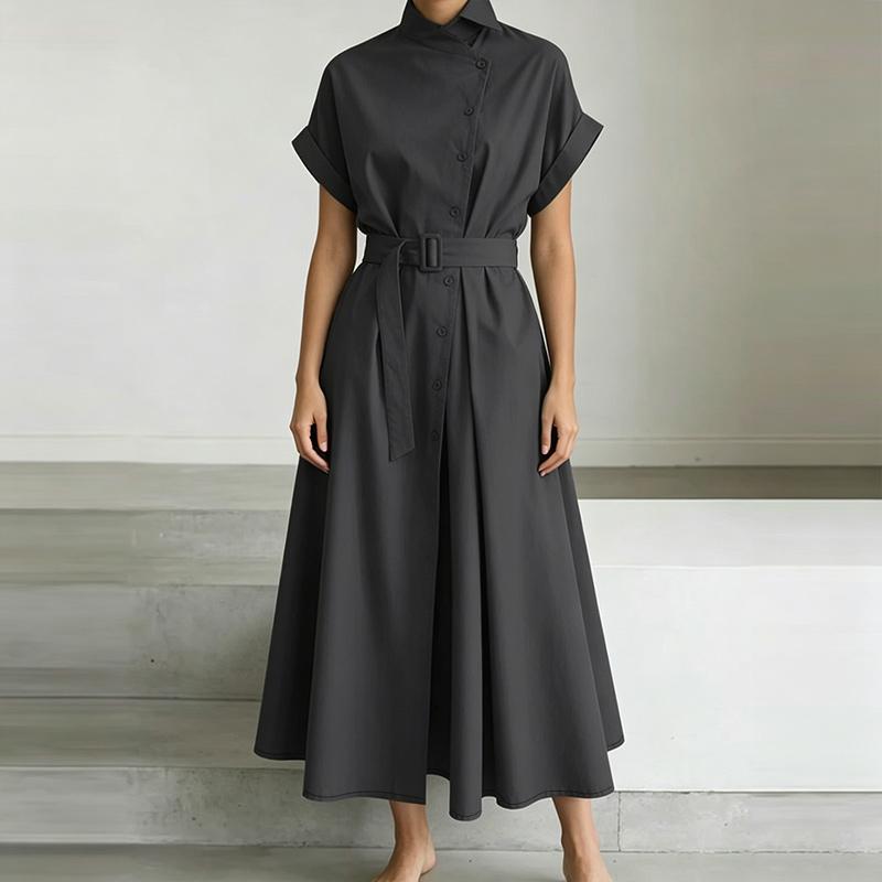 ZANZEA Women Summer Round Neck Casual Short Sleeve Long Dress
