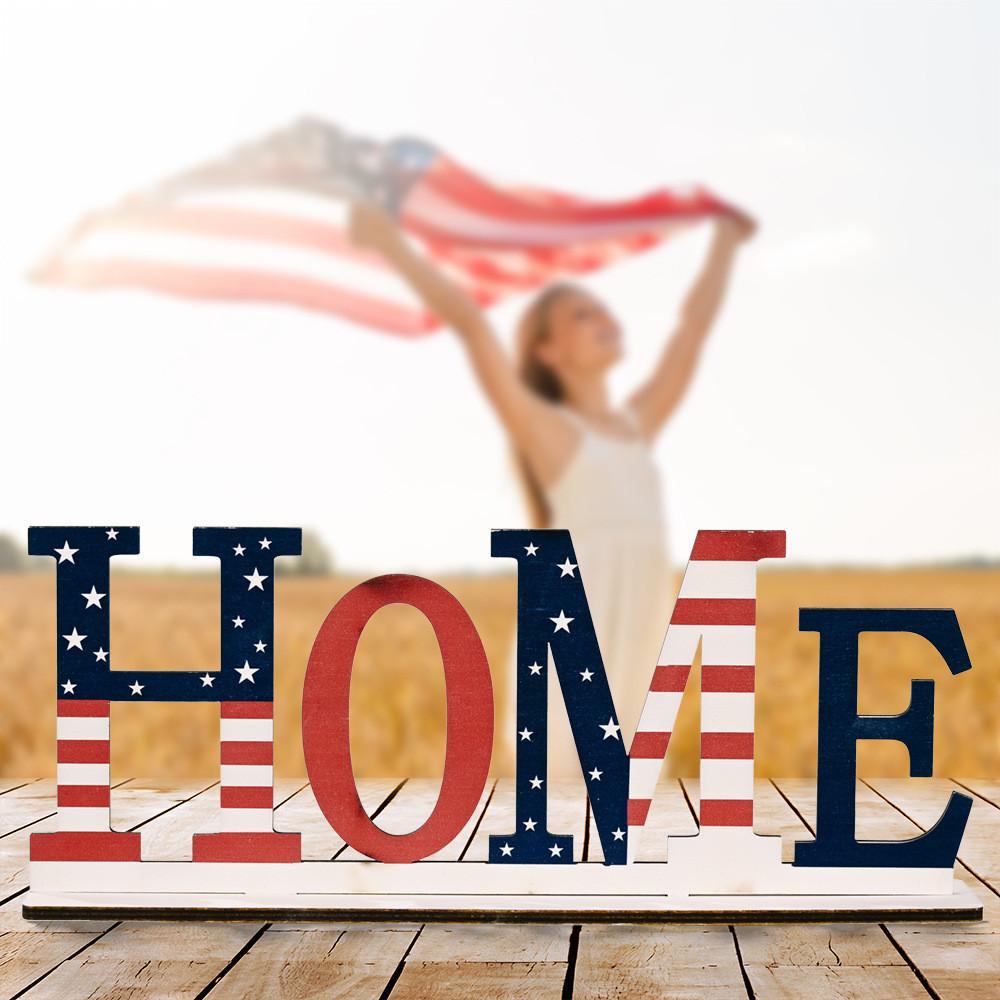 Alphabet Unique Wooden Ornament Independence Day Decor For Home And Cheer Holiday