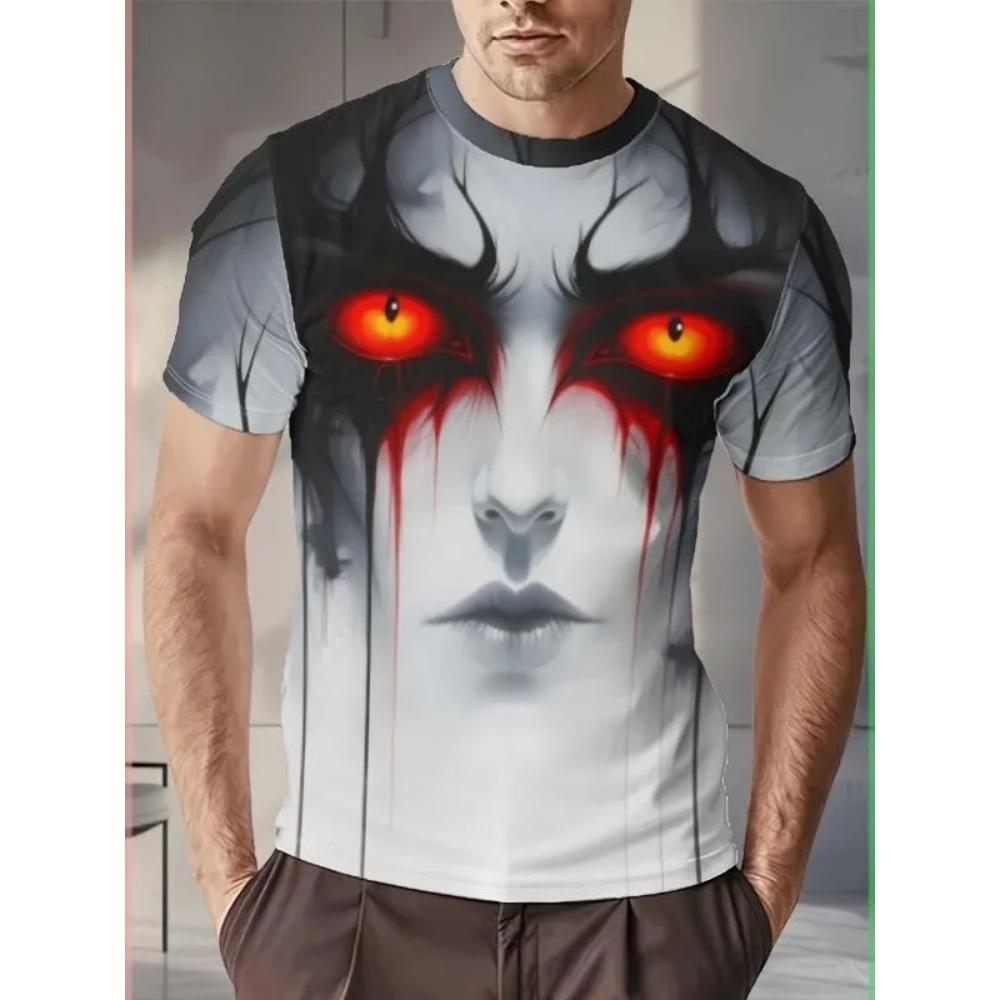 Summer Fashion Comfortable Loose Large T-shirt Portrait 3D Printed Casual Breathable Sports Versatile Round Neck Short Sleeved Men's T-shirt