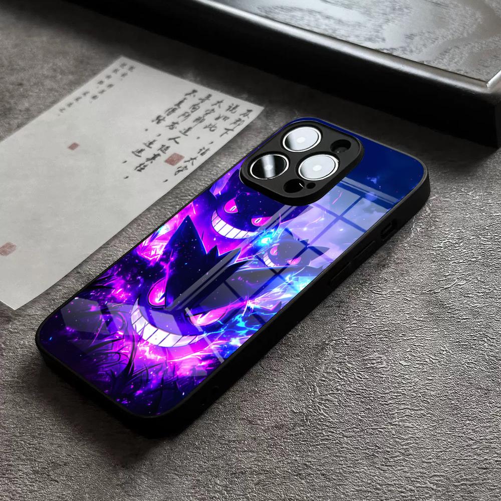 Phone Case For IPhone 17 Pro Max 14 Pro 15 12 11 13 Mini X XR XS 16 Plus SE Glass Cover Anime Pokemons Gengar