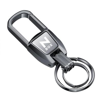 Chaoba Double Ring Carabiner Keychain for Cars, Bikes, Bicycles, One-touch Ring, Removable, Simple Design, Metallic Key Fob X 1, N-Box