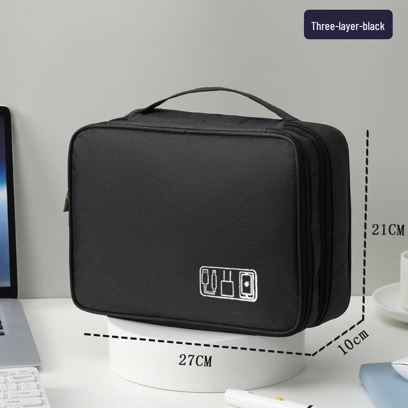 Triple-Layer Shockproof Portable Organizer for Cables, Earphones, Power Banks & Hard Drives
