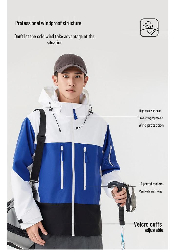Au Li Rong 3-in-1 Detachable Warm Travel Mountaineering Jacket - Couples' Fashionable Windbreaker.