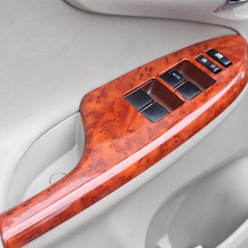 Interior Wooden Color Trim Center Console Cover Window Control Panel Moulding Trim Accessories For Toyota Corolla 2007-2013