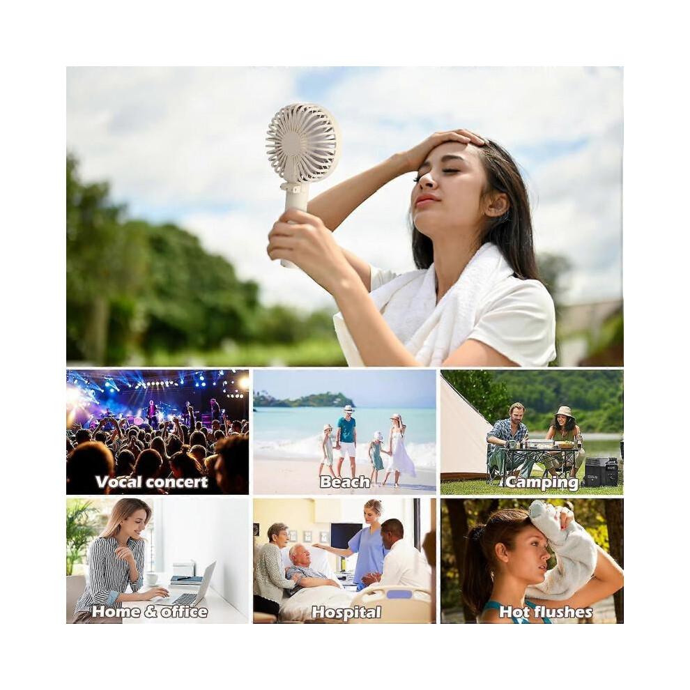 Tragbarer Handventilator Wiederaufladbar, 3 Geschwindigkeiten USB Wiederaufladbarer Klappbarer Tischventilator für Reise Camping Home Office