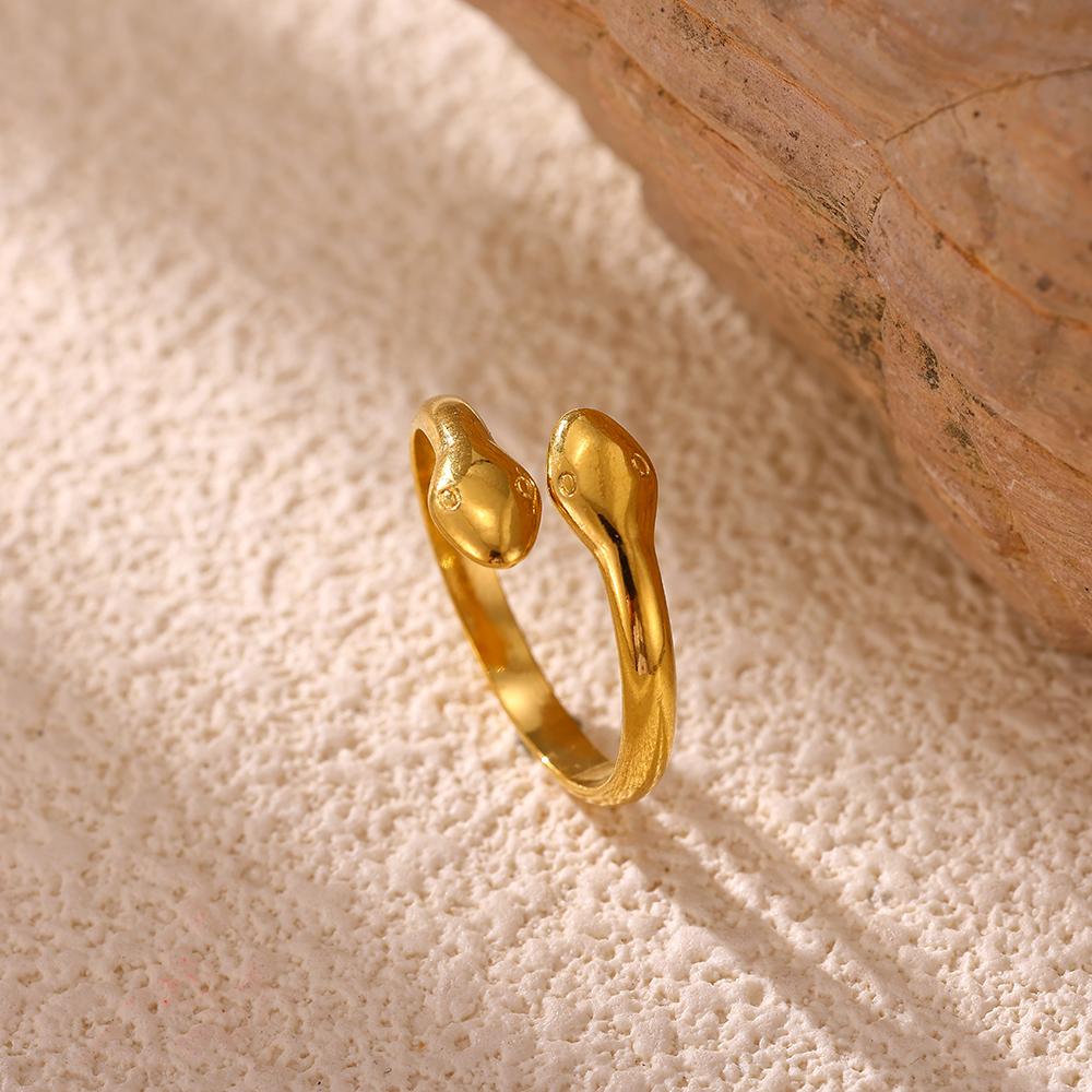 Punk Snake Rings For Women Unisex Gold Color Irregular Coiled Curved Snakes Ring Stainless Steel Waterproof Jewelry Party Gifts