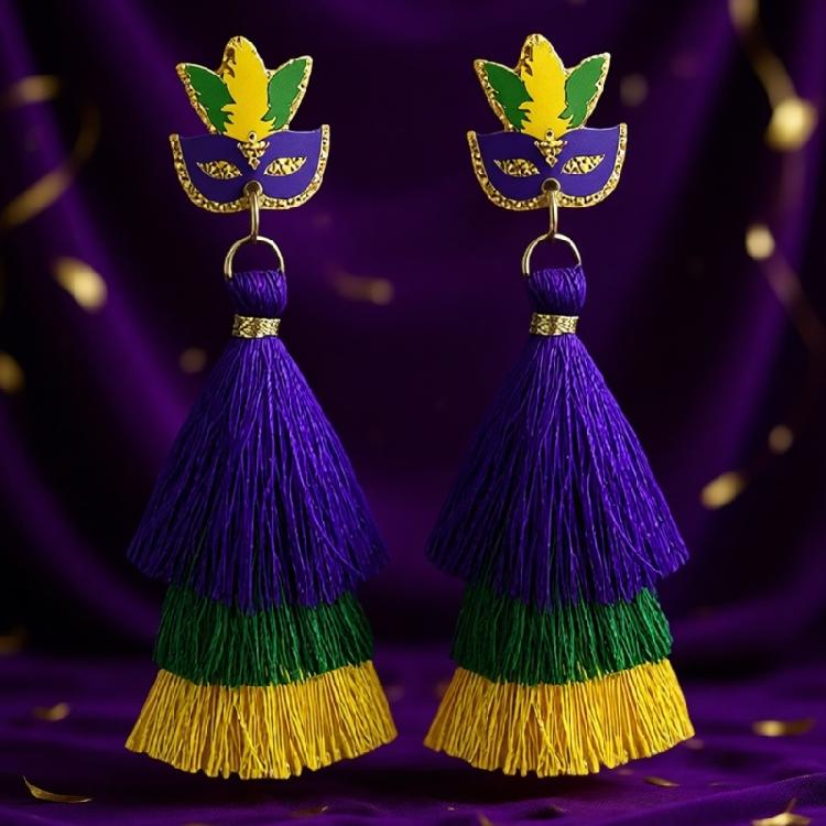 Playful Carnival Earrings With Bright Tassels Accents Comfortable Ear Accessories Jewelry For All Day Wear
