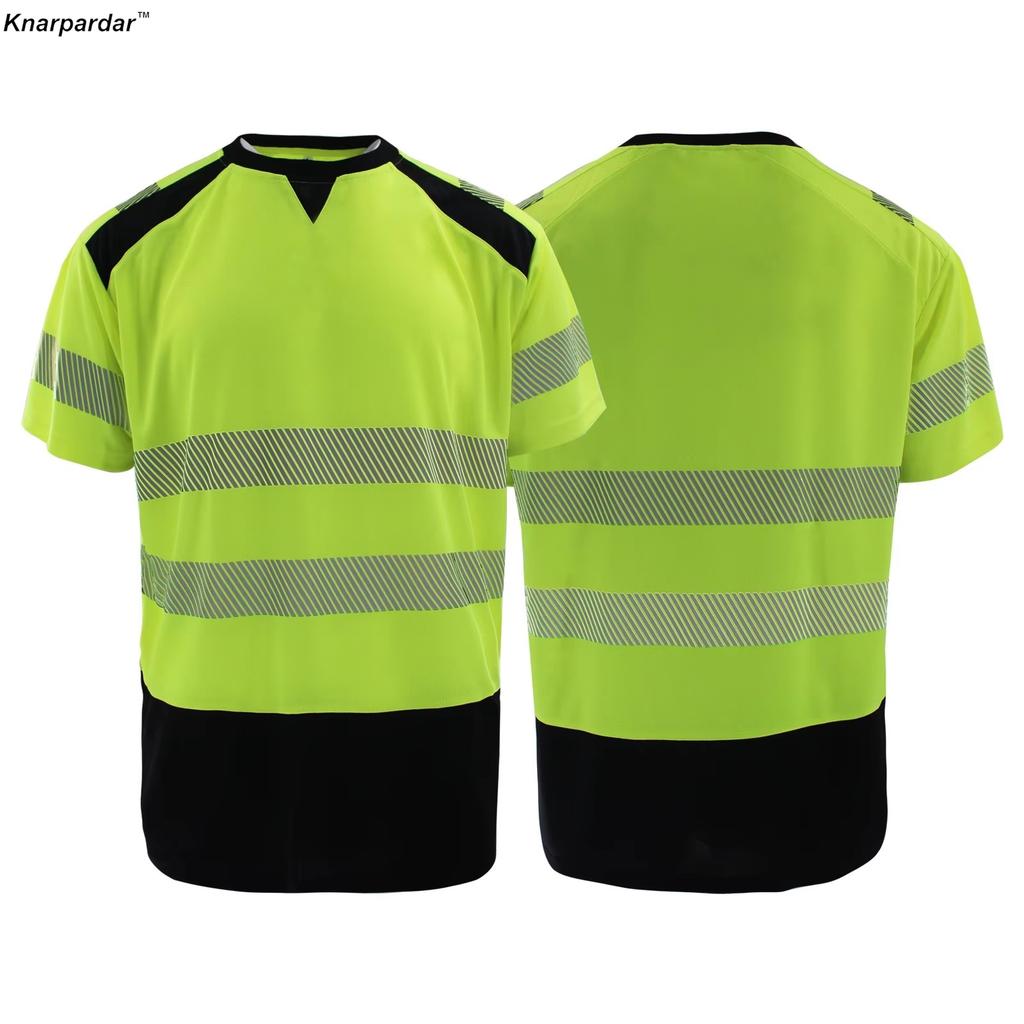 Neu eingetroffen Kurzarm Sicherheits-T-Shirt Orange Hohe Sichtbarkeit Reflektierendes Shirt Mit Taschen Hi vis Arbeitshemd