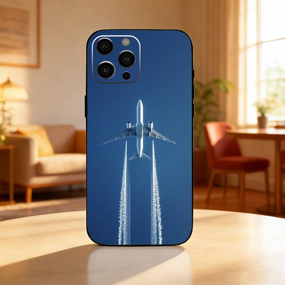Airplane Plane Phone Case For iPhone 17 16 15 14 13 12 Max Plus Silicone Black Cover