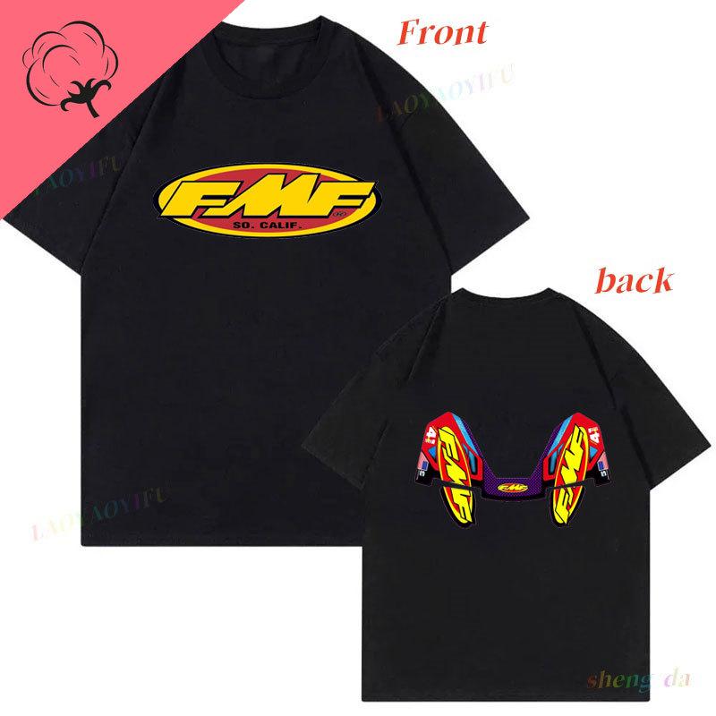 New Style Double Side Picture Printed Vintage FMF Racing Exhaust Ama Motocross TShirt Camisa 100 Cotton Graphic Unisex T Shirts S