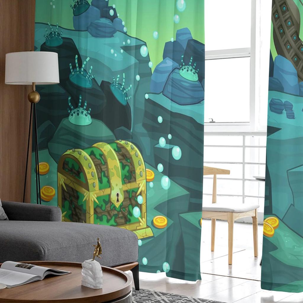 Skrzynia skarbów morski statek piracki tiulowe zasłony balkon pokój moda z nadrukiem przezroczysta zasłona okno salonu nowoczesny wystrój