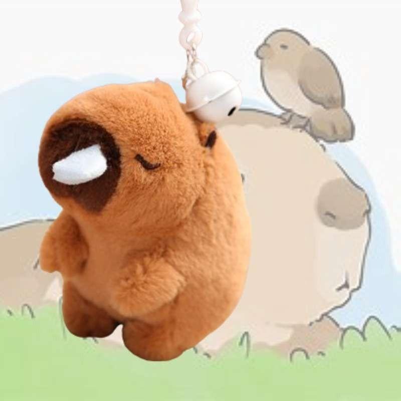 Colorful Capybara Stuffed Animal Key Ring Bag Charm Wag Tail Rodent