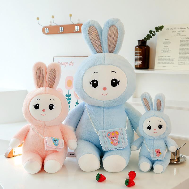 Cute Little Rabbit Doll Plush Toy Girl Sleeping with Her Doll On The Bed Cute Home Decoration Gift for Women