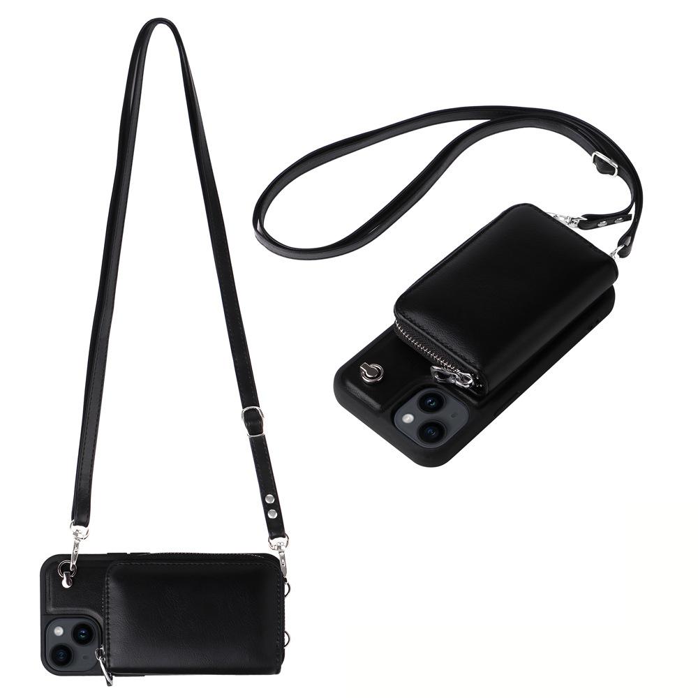 Crossbody Zipper Cards Solt Wallet Leather Book Case For iPhone 16 Pro Max 15 Plus 14 13 12 11 Long Lanyard Bag Detachable Cover