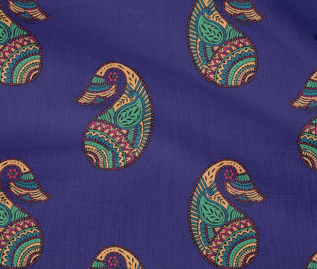 oneOone Cotton Flex Fabric Paisley Block Printed Craft Fabric BTY 40 Inch