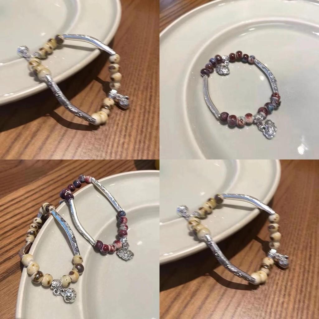 Künstlerisches Vintage Bernstein Friedensschloss Armband für Damen Geometrischer Stil Sommer 2024