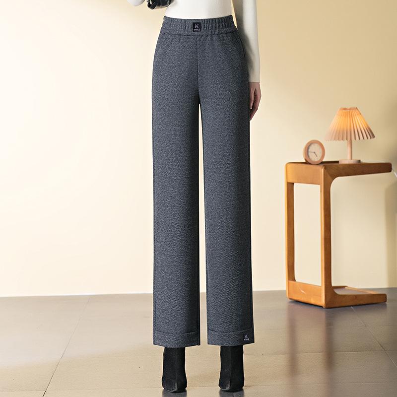 

Женские брюки прямого кроя из шерстяной смеси с высокой посадкой, укороченные, утепленные, для осени/зимы 2024 Double Extra Large