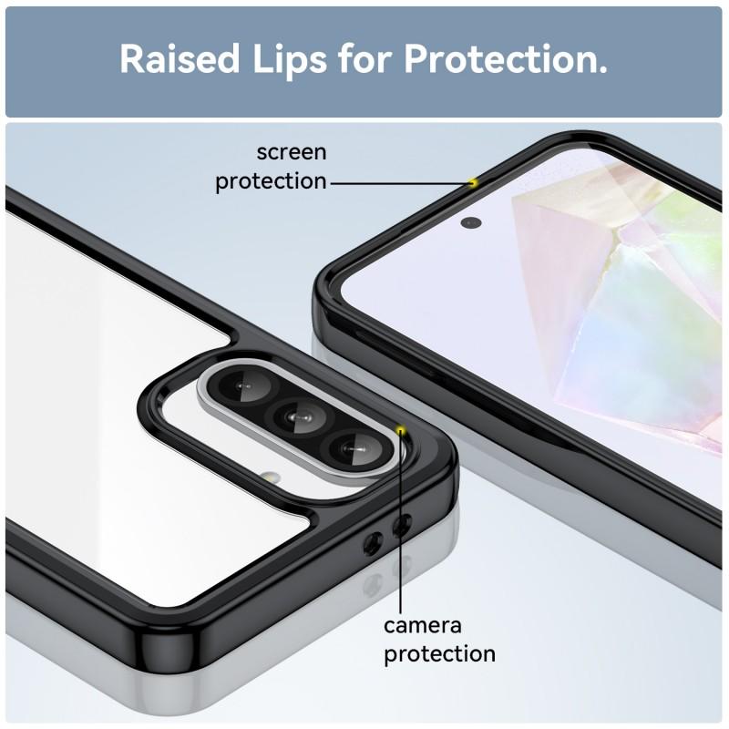 For Samsung Galaxy A37 5G Phone Case WANLONFENG XC Series TPU Acrylic Cover with Tempered Glass (Big Lens Hole)