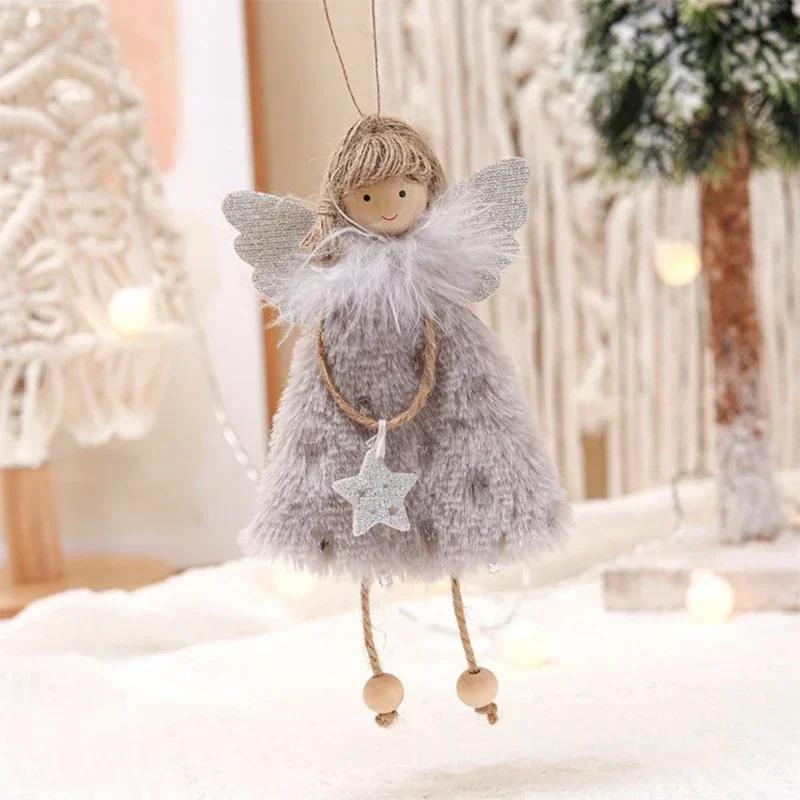 2025 Christmas Tree Pendant Hanging Ornaments Plush Angel Dolls Decoration Xmas Angel Girl Navidad New Year Gifts