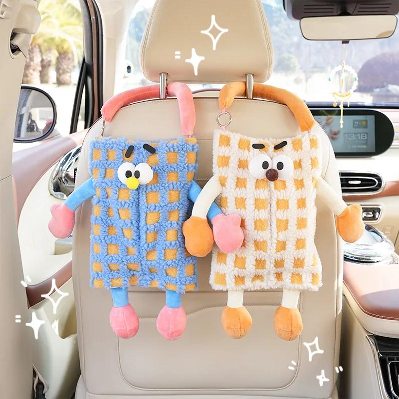 Car tissue box hanging cartoon monster Car seat back paper towel hanging bag Car paper box interior decoration supplies