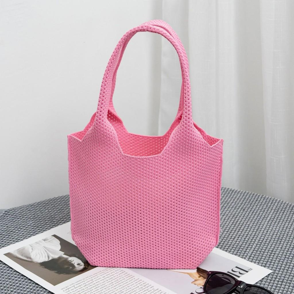 Modern And Versatile Bucket Style Knit Handbag With Hollow Pattern In Trendy Colors For Any Outfit