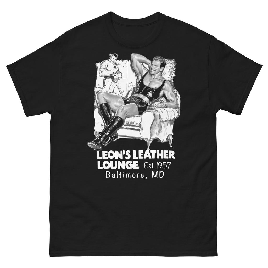 Vintagestyle Leons Leather Lounge Tshirt Retro Baltimore Gay Bar Graphic