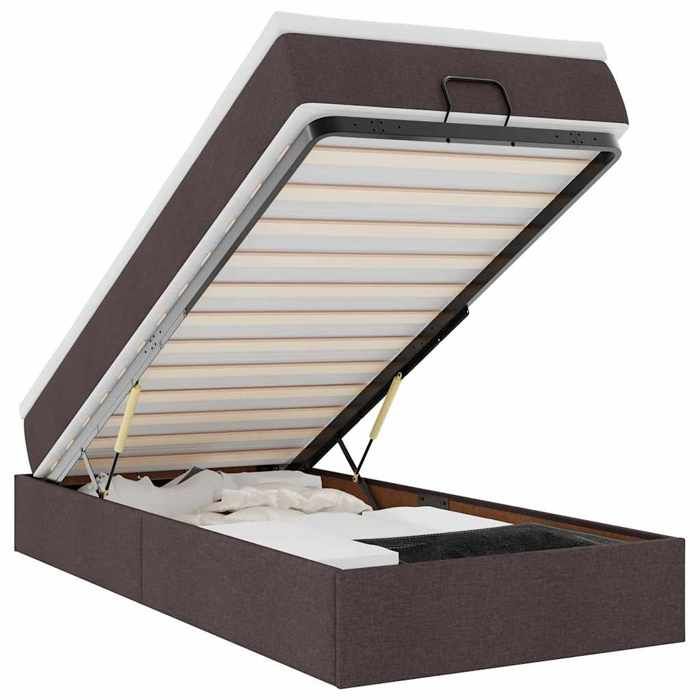 Maison Exclusive - Cadre de lit ottoman avec matelas marron foncé 90x200 cm tissu