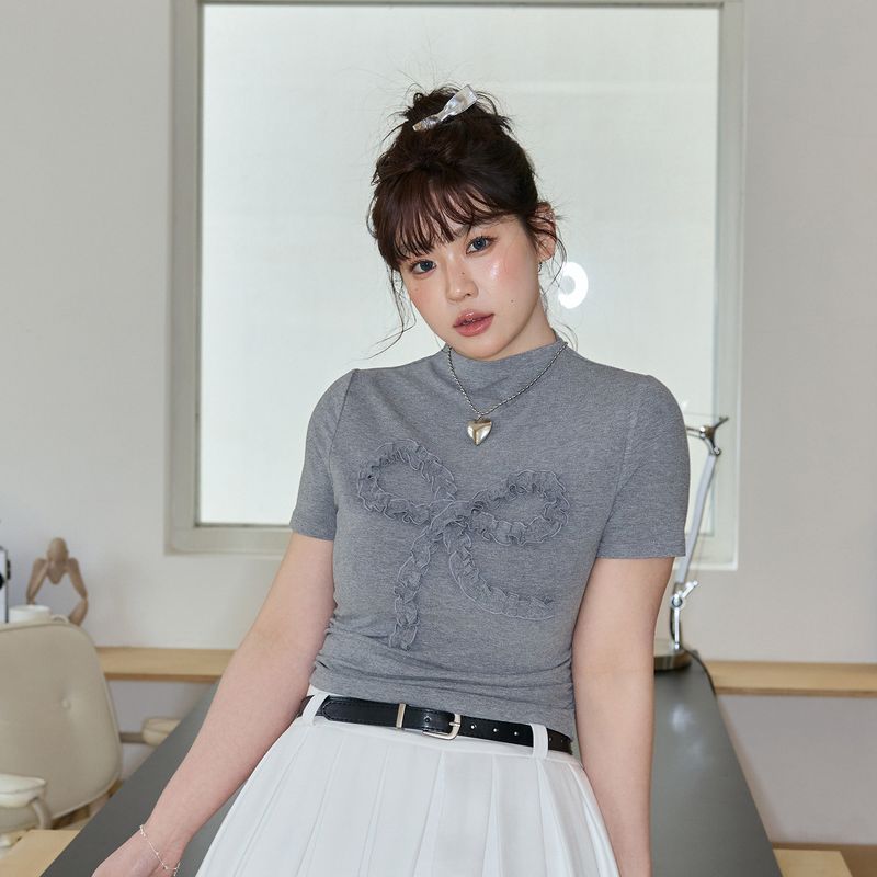 

Zhang Ren Summer plus Size Women s Clothes Fat Sister mm Slimming Suit Chic Chic Short-Sleeved T-shirt White Pleated Skirt Gray Top - Second Batch 4XL