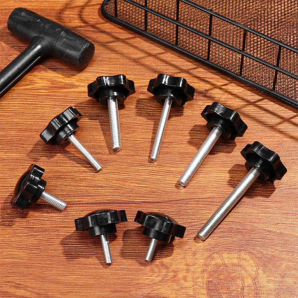 4PCS Practical Clamping Nut Threaded Thumb Screw Star Knobs Grips Carbon Steel Star Shaped Head Knob