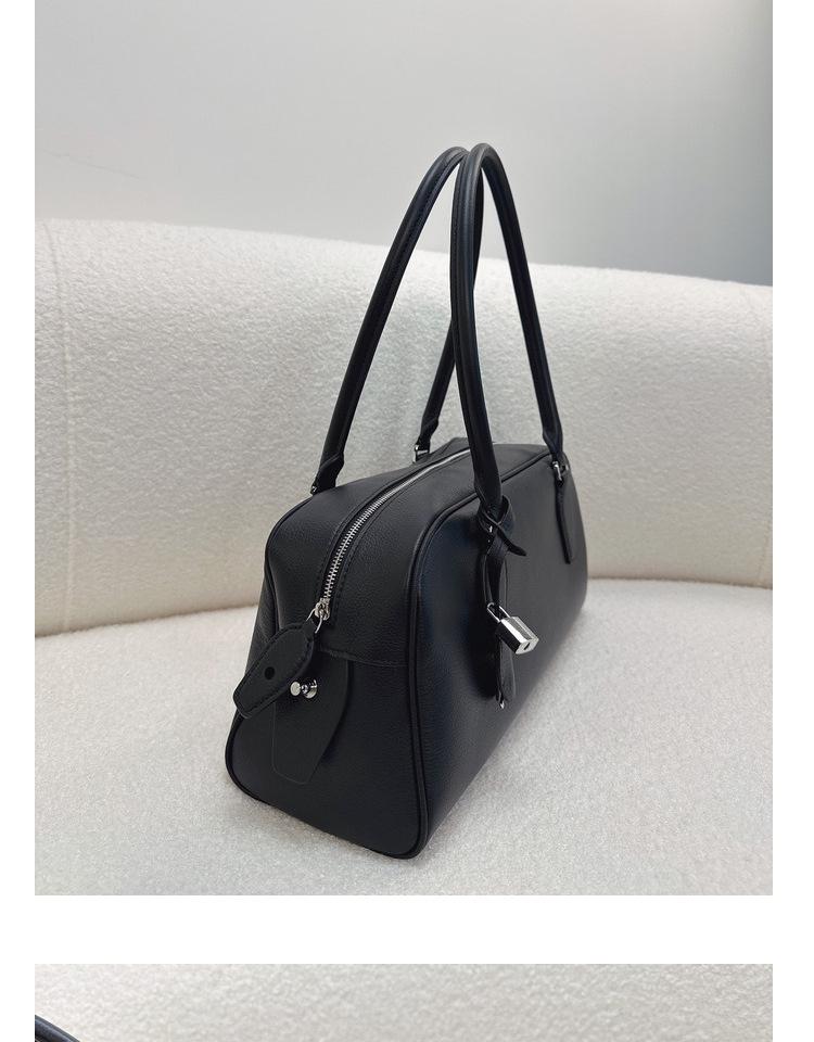 2026 Premium Cowhide Row Series Bowling Handbag, Large Capacity Commuting Shoulder Bag