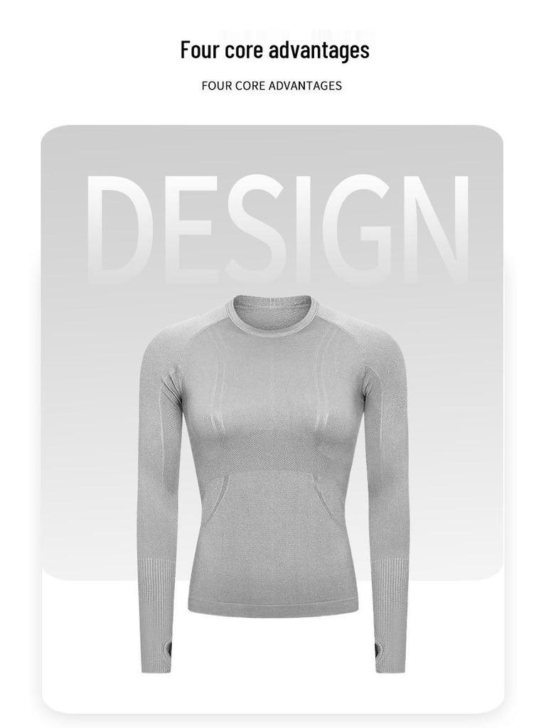 Lulu Women's Seamless Slim Fit Long Sleeve Yoga Top - Breathable, Quick-Drying Sportswear for Autumn & Winter Fitness.