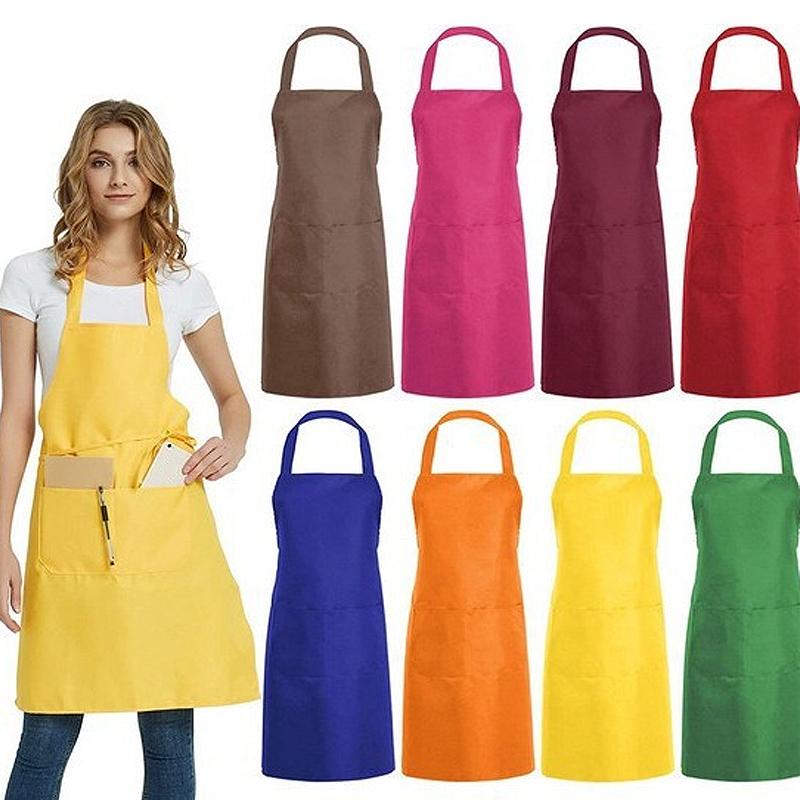 Jednobarevná zástěra pro dospělé do kuchyně a restaurace Zástěra s kapsami