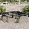 VidaXL Ensemble de Canapé de Jardin 9 Pièces avec Coussins Gris Clair Poly Rattan 3356995