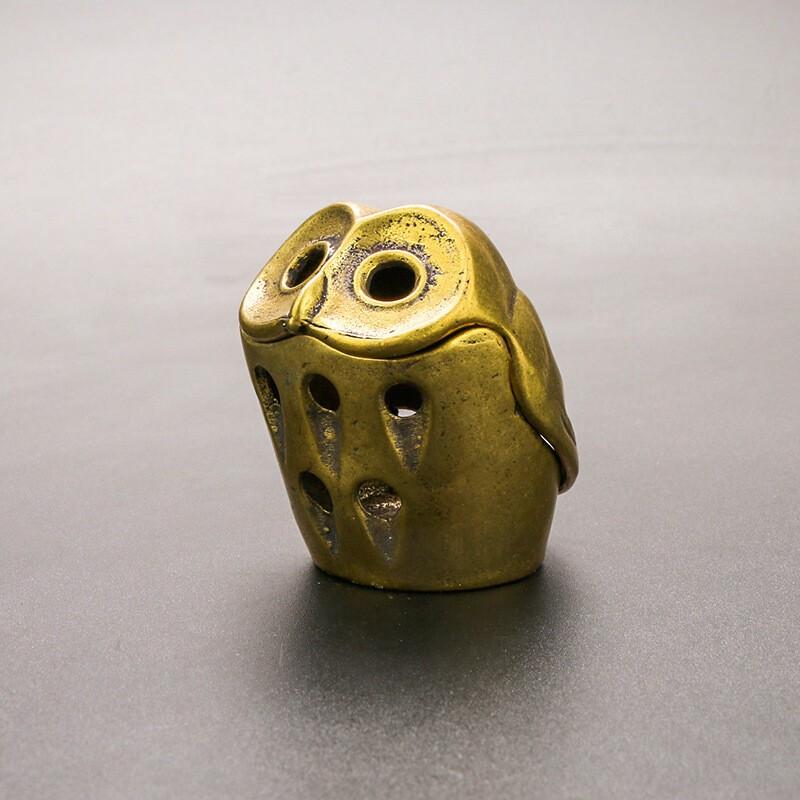 Tabletop Figurine Brass Owl incense burner Statue Sculpture Home Decor Gift