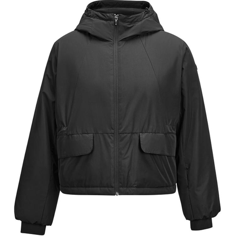 Skechers Woven Stain Resistant Oil Resistant Water Resistant Zip Up Hooded Jacket Women jackets Carbon-Black P424W120-0018 S