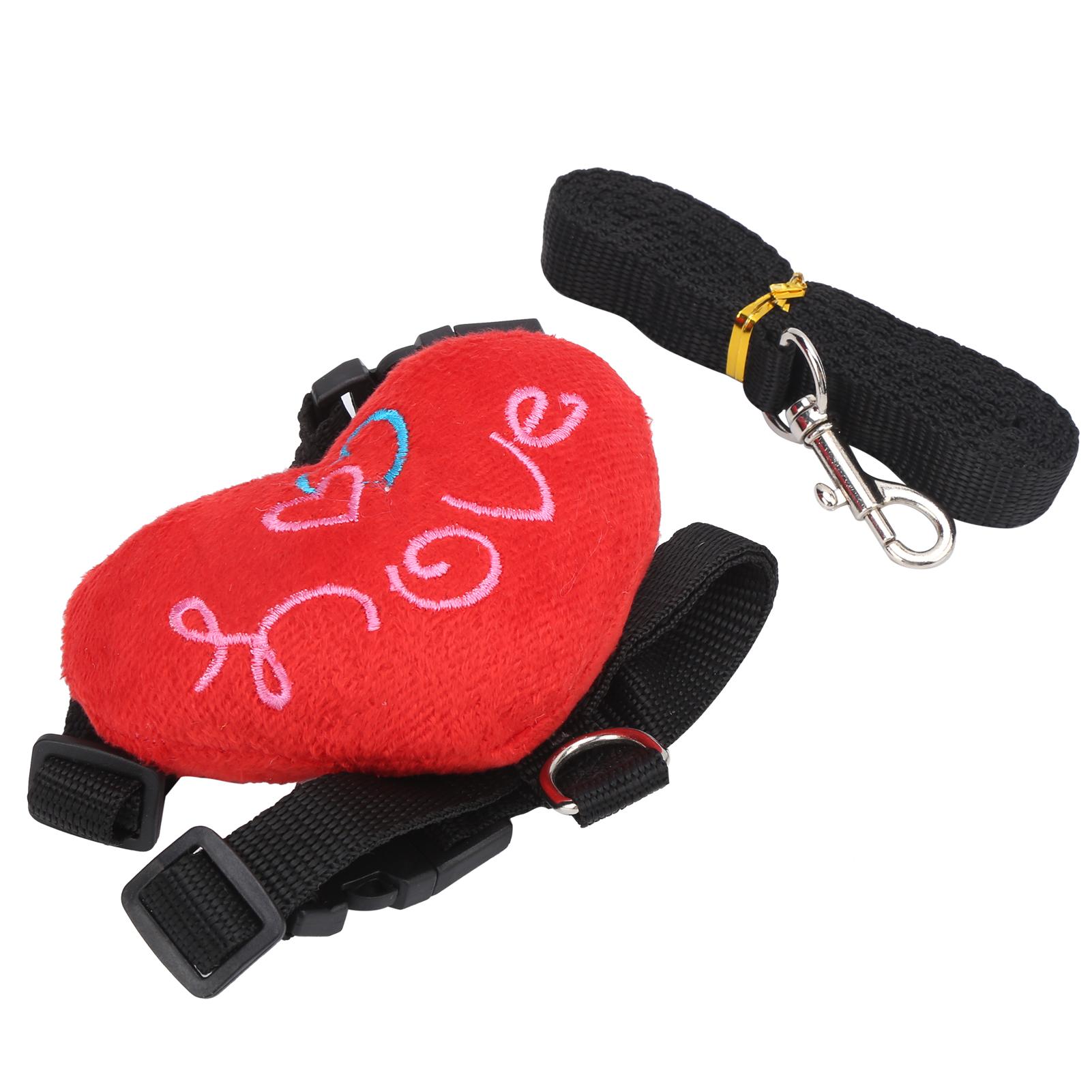 Rabbit Fancy Heart Durable Leash and Harness Chest Back Set for Pet Pulling Walking L