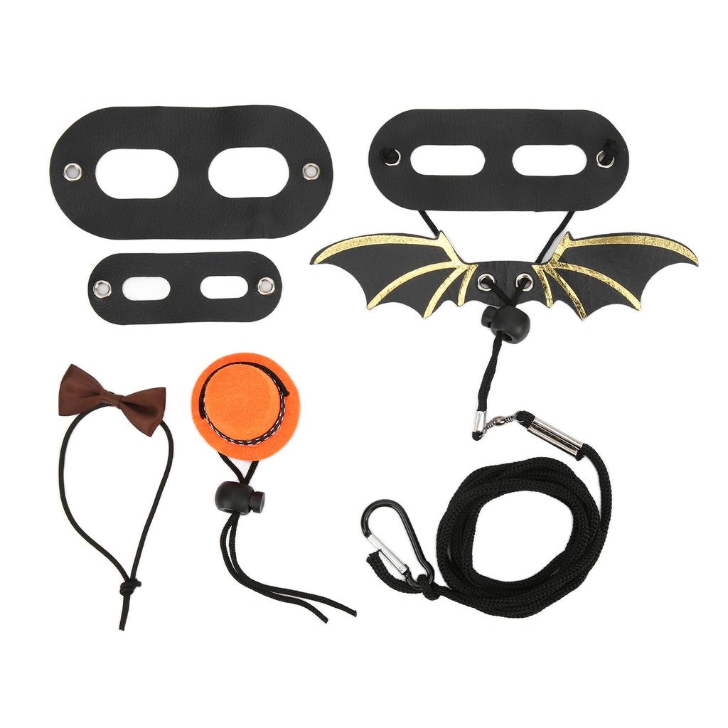 Lizard Leash Harness Set Adjustable Attached Hat and Bowtie Lizard Rope with Wing for Small Pets