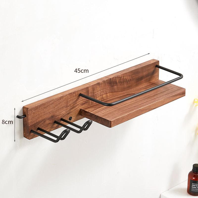 Black Bathroom Hair Dryer Holder Walnut Wall Hanging Storage Rack Toilet Toothbrush Holder Cup Holder Bathroom Hardware Pendant