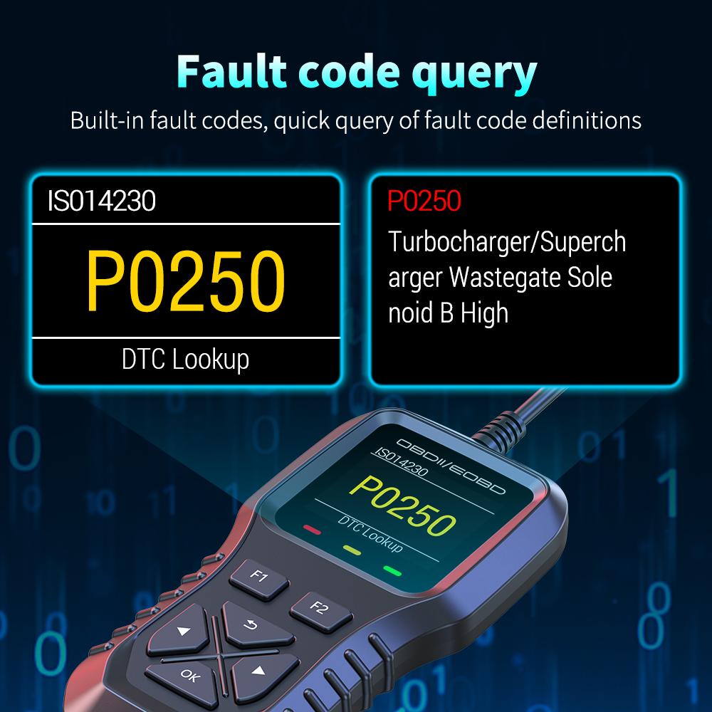 K1 OBD2 Diagnostic Tools DTC Lookup Data Stream Car Battery Tester O2 Sensor Scanner Code Reader Erase Code Color Screen Display