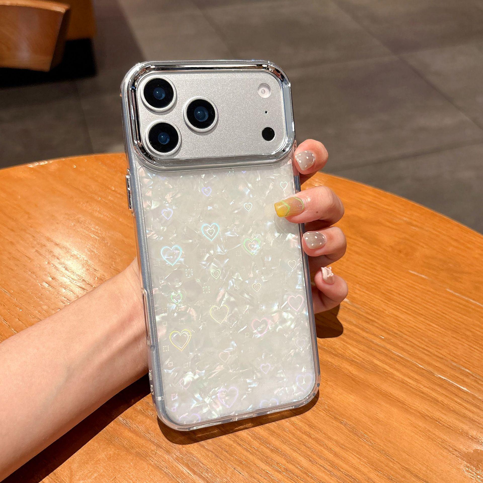 

Apple 17 Pro Max Laser Heart Glitter Case, Compatible with 16 Pro/15/14 Models 15