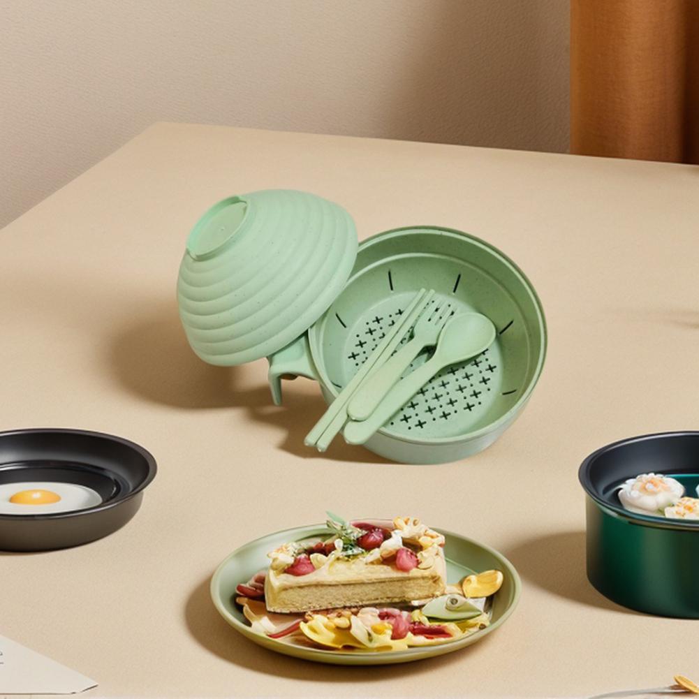 Ramen Cooker Ramen Bowl Set with Spoon Chopsticks Fork Microwave Ramen Cooker Bowl Set Ramen Noodle Cooker for College Dorm Room