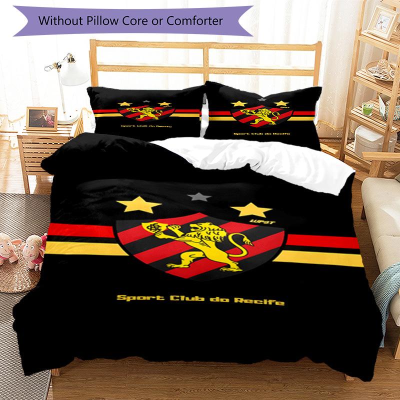 Sport Club Football Crest Printed Pattern Duvet Cover Set – includes 1 duvet cover and 2 matching pillowcases Bedroom decor Christmas gifts