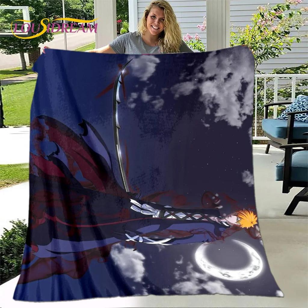 Bleach Japan Anime Cartoon Weiche Plüschdecke, Flanelldecke, Überwurf, Decke für Wohnzimmer, Schlafzimmer, Bett, Sofa, Picknick, Abdeckung für Kinder