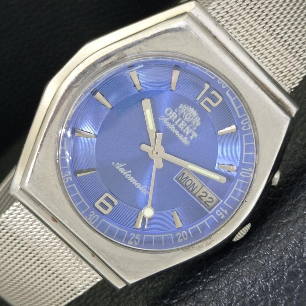JAPAN VINTAGE ORIENT AUTOMATIC 46941 MENS BLUE COLOR DIAL WATCH A500740-5 R154-a500740
