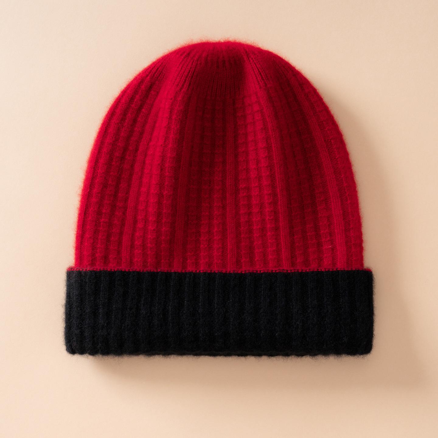 Unisex 100% Pure Cashmere Knit Hat with Ear Protection - Warm and Thick for Cold Weather One Size