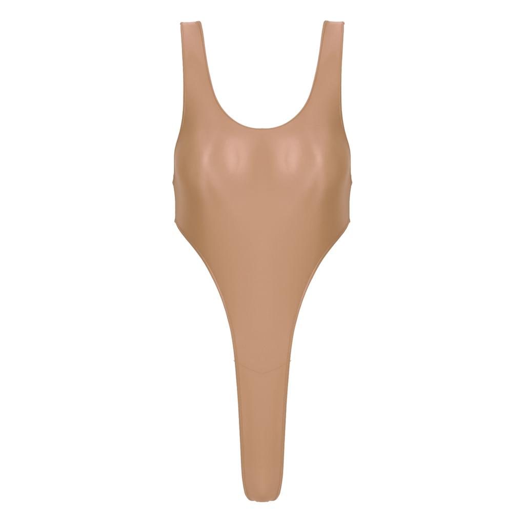 Γυναικείο Γυαλιστερό Ολόσωμο Μαγιό Χωρίς Πλάτη Ψηλό Κόψιμο Ολόσωμο Μαγιό