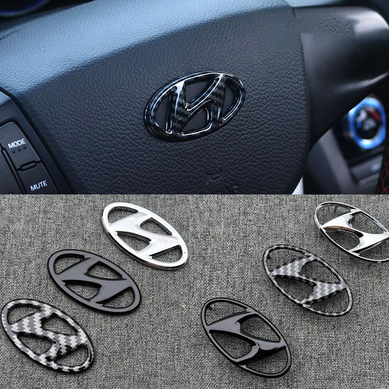 1pcs Car Steering Wheel Emblem Sticker Accessory For Hyundai Genesis N-LINE I10 I20 I30 I40 IX20 IX35 Kona Getz Veloster Tucson XX3